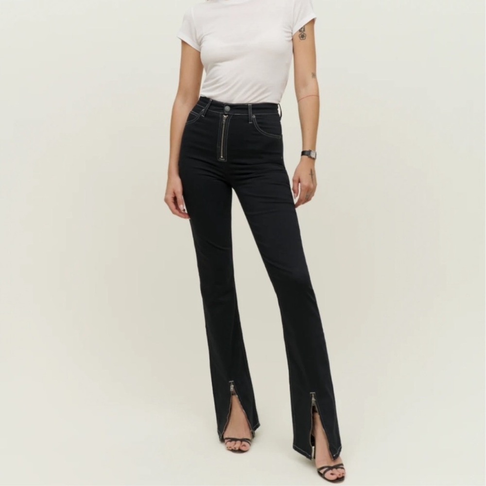 Reformation Toby Zip Front Ultra High Rise Bootcut Jeans, 27